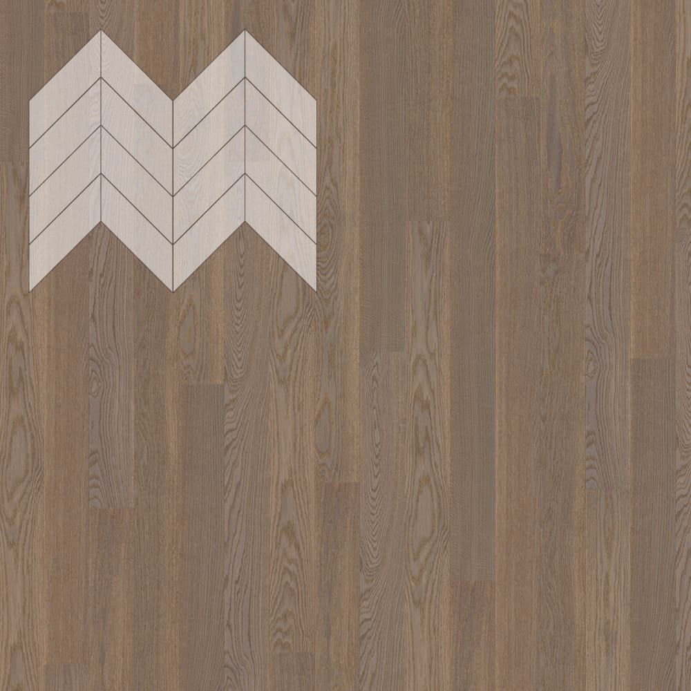 Паркет Елка Французская Lab Arte Chevron Дуб Натур Беж Сильвер лак 600/450х150х14/3/45°